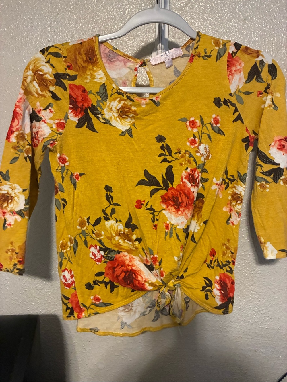 Girl’s Large Floral Knot-Front Top